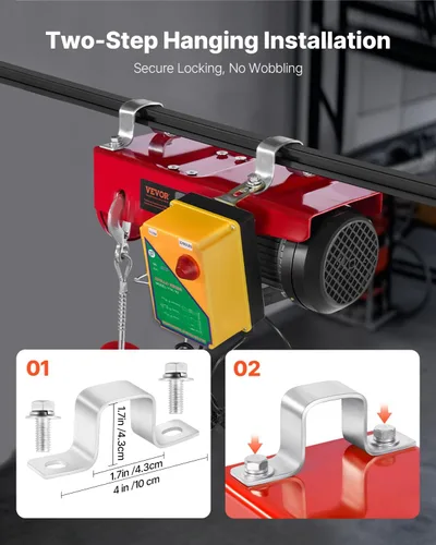 Miniatura 6 de VEVOR Polipasto eléctrico de 2200 libras con control remoto inalámbrico, polipasto eléctrico de 110 V con control remoto, altura de elevación de 40