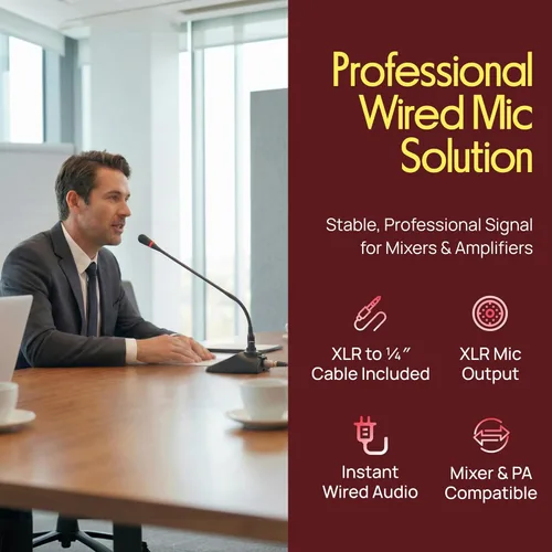 Miniatura 5 de Sistema de micrófono con cable de cuello de cisne de escritorio - Micrófono condensador de voz con cable montado en mesa con filtro pop - Cable