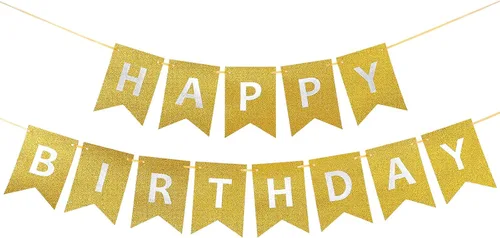 Miniatura 8 de Clabby Cartel de feliz cumpleaños negro con purpurina con letras brillantes de feliz cumpleaños con purpurina brillante para colgar suministros