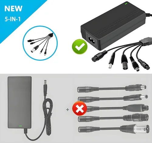Miniatura 3 de Cargador de repuesto de 42V 2A para scooter eléctrico de 36 V, batería de litio Ebike, cargador de scooter 5 en 1 para Gotrax, Jetson, Swagtron