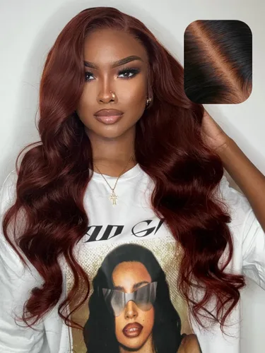 Miniatura 20 de UNICE Bye Bye Slip Peluca de Capas Emplumadas con Raya Lateral de Cabello Humano Sin Pegamento con Tiras de Silicona Seguras y Cordón Densidad 200%