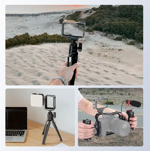 Miniatura 6 de NEEWER Kit de jaula para cámara de acción compatible con DJI Osmo Action 5 Pro 4 3 DJI Mic, accesorios de marco protector con montaje de zapata fría