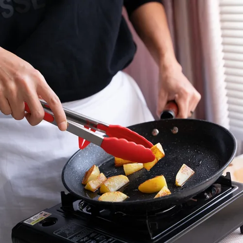 Miniatura 25 de Pinzas de cocina, pinzas de 9 pulgadas para cocinar con puntas de silicona, pinzas de silicona pequeñas de grado alimenticio, mini pinzas
