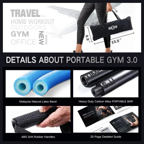 Miniatura 6 de INNSTAR - Barra de bandas de resistencia para ejercicio, accesorio de 38 pulgadas, negro, carga máxima de 800 libras para entrenamiento de gimnasio