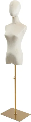 Miniatura 12 de Vestido de maniquí femenino con forma de torso, cuerpo de maniquí de costura ajustable de 63 a 81 pulgadas con soporte de metal y cabeza
