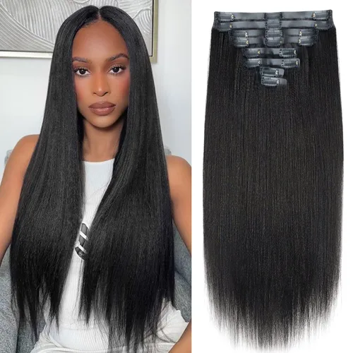 Miniatura 60 de Extensiones de cabello con clip de 12 pulgadas, rizado birmano, negro natural, extensiones de cabello con clip rizado birmano, cabello humano real
