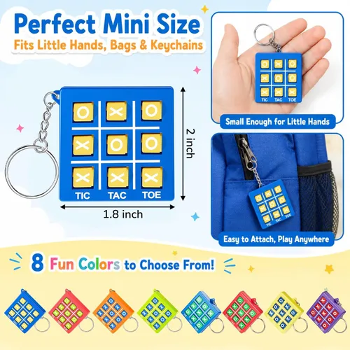 Miniatura 2 de Hicarer 16 llaveros de fiesta de Tic Tac Toe para fiesta de cumpleaños a granel, regalos de fin de año para estudiantes, niños de 8 a 12 años