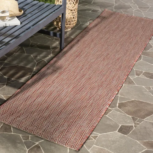 Miniatura 89 de SAFAVIEH Alfombra Lavable para Exteriores Colección Courtyard - Pasillo de 2'3" x 6'7", Azul Marino y Gris, No Desprende Pelusa y Fácil Limpieza