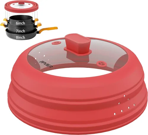 Miniatura 13 de Cubierta para salpicaduras de microondas, cubierta plegable de silicona para placa de microondas con vidrio para tapa protectora de salpicaduras