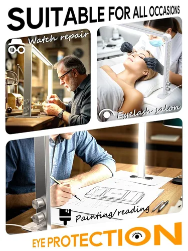Miniatura 4 de STOLAS Nail Tech - Lámpara de manicura LED regulable de 4000 K-6000 K, luz de escritorio para tecnología de uñas, color plateado