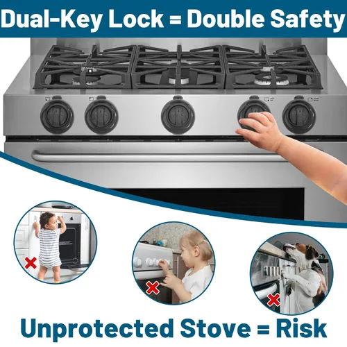 Miniatura 3 de Fundas de seguridad para pomos de estufa a prueba de niños, fundas para pomos de horno para seguridad infantil, 5 unidades, cubiertas negras