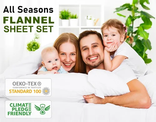 Miniatura 7 de RUVANTI Sábanas de franela tamaño Queen – Sábanas de cama 100% algodón doble cepillado, bolsillos profundos de 16 pulgadas, juego de sábanas Queen