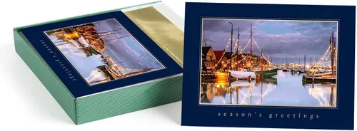 Miniatura 9 de Masterpiece - Tarjetas navideñas de palmeras festivas / 16 tarjetas navideñas de deseos más cálidos de invierno en caja con detalles plateados