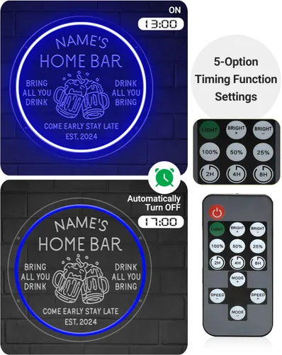 Miniatura 4 de Letrero de neón LED personalizado para bar en casa, letrero de neón para bar personalizado con control remoto de temporización para decoración