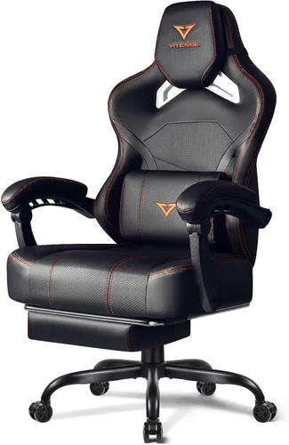 VITESSE Silla de juegos grande y alta, capacidad de peso de 400 libras con reposapiés, silla ergonómica de videojuegos para adultos con