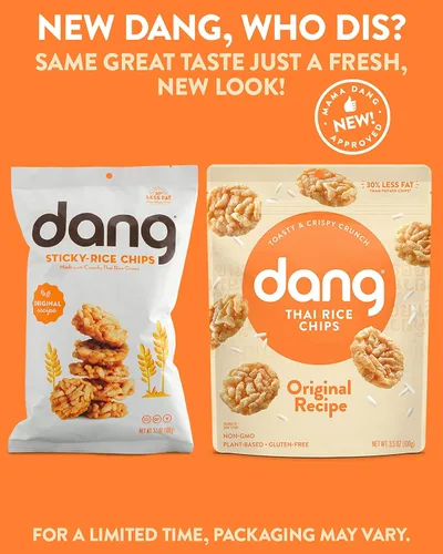 Miniatura 3 de Dang Chips de arroz tailandés Original Paquete de 12 Hojuelas de arroz veganas, sin gluten, sin OMG, aperitivos saludables hechos