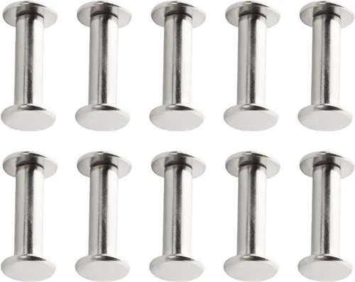 Miniatura 10 de Aicosineg 20 tornillos Phillips M5x6mm de fijación para cinturón, hebilla de acero al carbono, cabeza cruzada, tornillos Chicago, cierre de cuero
