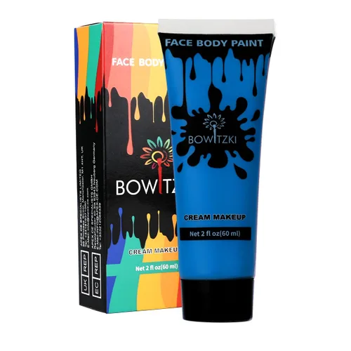 Miniatura 7 de Bowitzki Pintura facial y corporal de 2 onzas, maquillaje en crema, 2.0 fl oz, pintura facial a base de agua, efectos especiales para adultos y Azul
