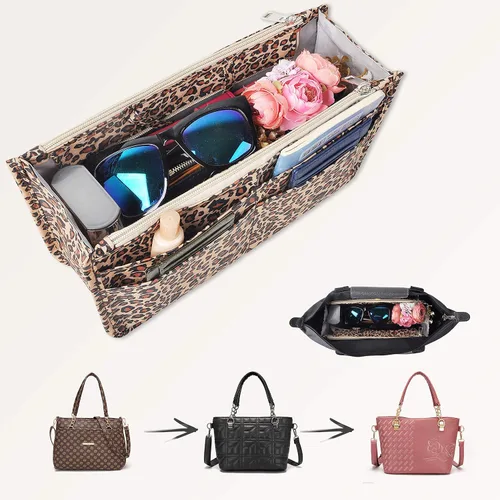 Miniatura 35 de Bolso de mano estilo cartera de Vercord para mujer con organizador incorporado, estampado bien definido, con manijas y cremallera, tamaño 2