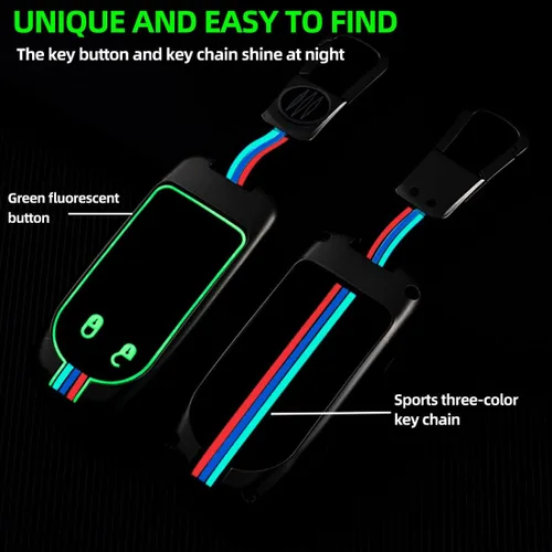 Miniatura 5 de Funda protectora de metal para llavero con llavero para Chrysler 300C Jeep Grand Cherokee 2011-2016 COMPASS 2011-2019 Cromo 3 Botones