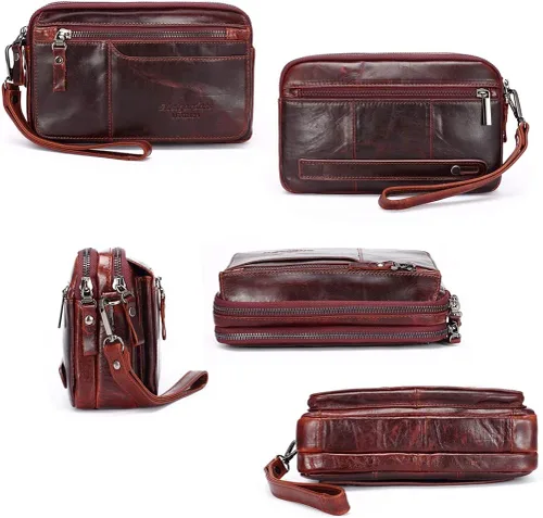 Miniatura 2 de Bolso de embrague para hombre Bolsos de cuero genuino carteras organizador de negocios titular del teléfono