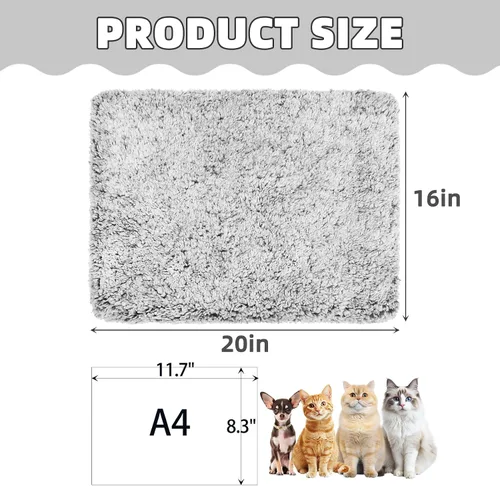 Miniatura 2 de PUPTECK Paquete de 4 camas autocalentables para gatos, almohadillas de felpa autocalentables de 20 x 16 pulgadas, alfombrillas térmicas para Gris