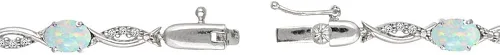 Miniatura 5 de Pulsera de plata de ley auténtica, creada o simulada con piedras preciosas ovaladas de corte ovalado para mujer