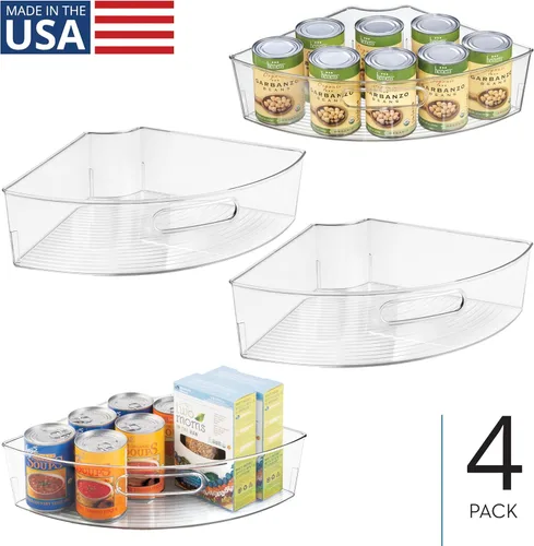 Miniatura 2 de iDesign Cubo de plástico transparente de 1/4 para armario esquinero Lazy Susan, organizador de armario de cocina, paquete de 4