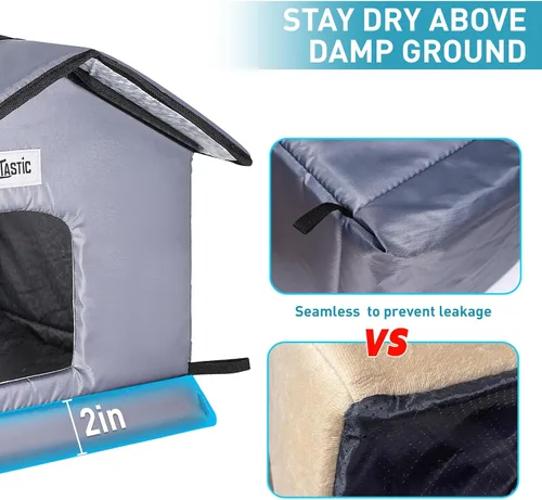 Miniatura 3 de TailTastic Casa para Gatos de Exterior Resistente a la Intemperie y Aislada - Base Sin Costuras se Mantiene Seca, Fácil Montaje, Refugio Cálido