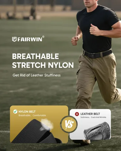 Miniatura 5 de FAIRWIN Tactical Belt Men, 1.5" Stretch Nylon Web Military Hiking Rigger Work Belts with Quick-Release Seatbelt Buckle
