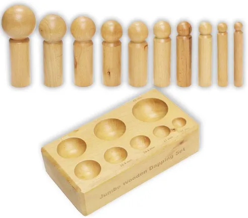 Miniatura 5 de Canal en U de 7 piezas Bloque de madera dura lisa Juego de punzones en forma de martillo Tamaños: 0.984 in-0.433 in Ranura en V de 90°
