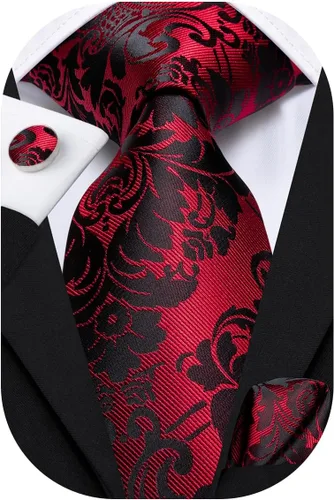 Miniatura 314 de Hi-Tie Corbatas de seda para hombre, diseño de cachemira a rayas, con bolsillo, gemelos cuadrados, conjunto formal de negocios