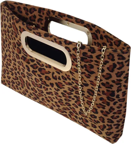 Miniatura 3 de JNB Embrague de leopardo pequeño con asa superior de ante sintético