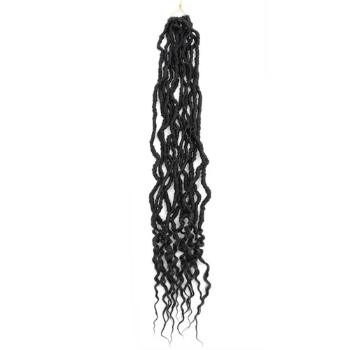 Miniatura 7 de Mytarku 8 paquetes de rastas suaves de 24 pulgadas con extremos rizados, rastas de pelo sintético de ganchillo bohemias para mujeres rastas de 1b