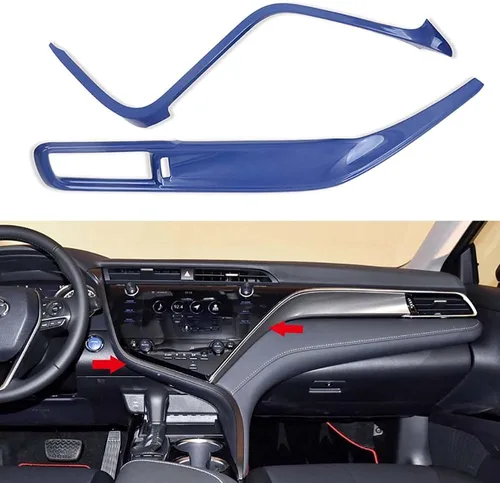 Kadore Cubierta de tira de consola central para Toyota Camry 2018-2023 2024 Interior Color azul Camry XSE XLE TRD Hybrid SE LE 2 piezas