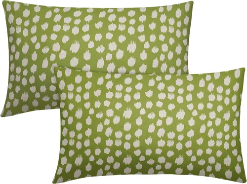 Miniatura 71 de Fundas de almohada marrón y blancas de 18 x 18 pulgadas, juego de 2 almohadas boho grises con lunares, fundas de almohada modernas estampadas