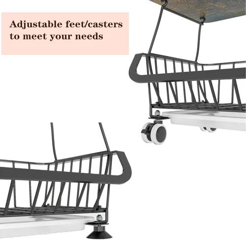 Miniatura 3 de Cestas apilables de almacenamiento de cocina con mesa de metal para frutas, verduras, estante organizador, carrito rodante para cocina, despensa