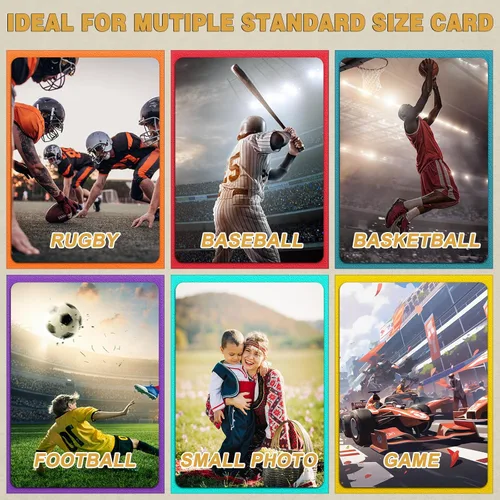 Miniatura 5 de 1000 unidades de fundas para tarjetas de carga superior para cartas coleccionables, 10 colores de fundas suaves para tarjetas de béisbol estándar
