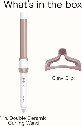 Miniatura 8 de Conair Varita Rizador de Cerámica Doble de 1 Pulgada con Pinza, Produce Olas Impecables, Rizador para Usar en Cabello Mediano y Largo, Rizador
