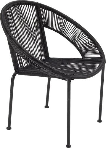 Miniatura 4 de Deco 79 Silla de exterior ovalada de ratán de plástico contemporáneo, 29 "x 23" x 30", negro