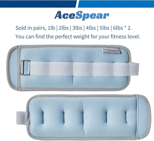Miniatura 2 de AceSpear Pesas de tobillo para hombres y mujeres, pesas de muñeca de 2 x 1 libra, 2 libras, 3 libras, 4 libras, 5 libras, 6 libras, pesos para Azul