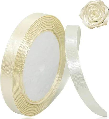 Miniatura 15 de Cinta beige de 1-1/2 pulgadas x 25 yardas, cinta de satén marfil de tela de color sólido para manualidades, coronas, fiesta de boda, Navidad, lazos