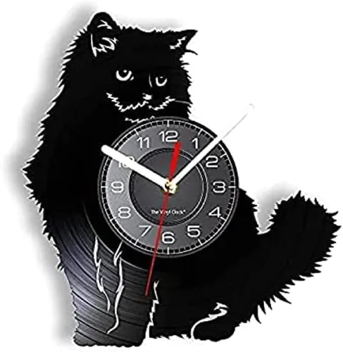 Ragdoll Cat Shadow Art Vinyl Record Wall Clock Cat Breed Home Decoration Retro Photo Album Clock Pet Shop Accessories Kitty Cat Lover Gift 12 Inches