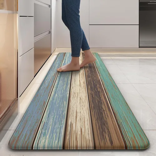 Miniatura 12 de MAYHMYO Alfombra de Cocina Anti Fatiga Tapete de Cocina Acolchado Negro Plantas Florales Lindas Alfombras de Cocina Vintage Antideslizantes