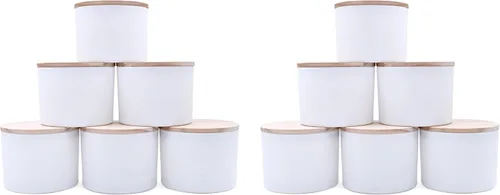 Miniatura 28 de SHOWIN Tarros de vela gruesos de 18 onzas para hacer velas, 6 unidades, frascos vacíos con tapas de madera para hacer velas, recipiente de muestra
