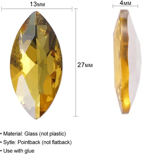 Miniatura 5 de Diamantes de imitación grandes de cristal de 0.512 x 1.063 in, piedras preciosas en forma de ojo de caballo para manualidades, fabricación de joyas