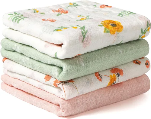 Miniatura 13 de Viviland Paños de muselina para bebé, paños superabsorbentes para bebé niña y niño, 10 x 20 pulgadas, toallas de baño de 6 capas para bebé, flores