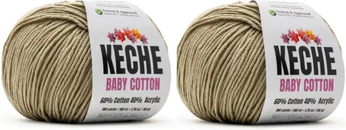 Miniatura 24 de Keche Hilo de algodón, 60% algodón, 40% hilo acrílico, hilo de algodón suave para crochet y tejer, hilo amigurumi, 1 madeja/bola, 1.76 onzas (50g)