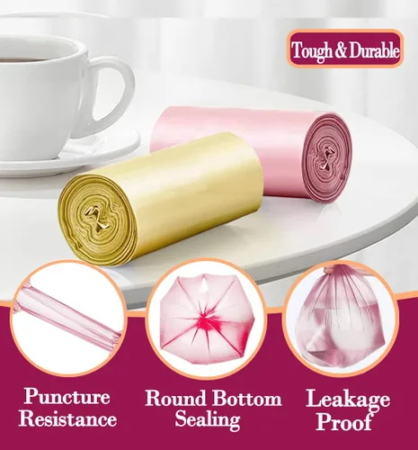 Miniatura 5 de Bolsas de basura pequeñas de 4 galones/180 piezas, rosas, resistentes, para baño, contenedor de basura, forro de plástico para dormitorio, oficina