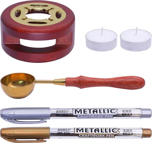 Miniatura 2 de SWANGSA Kit de calentador de sellado de cera, herramienta de horno de cera de sellado con 2 bolígrafos de sellado de cera + cuchara de sellado